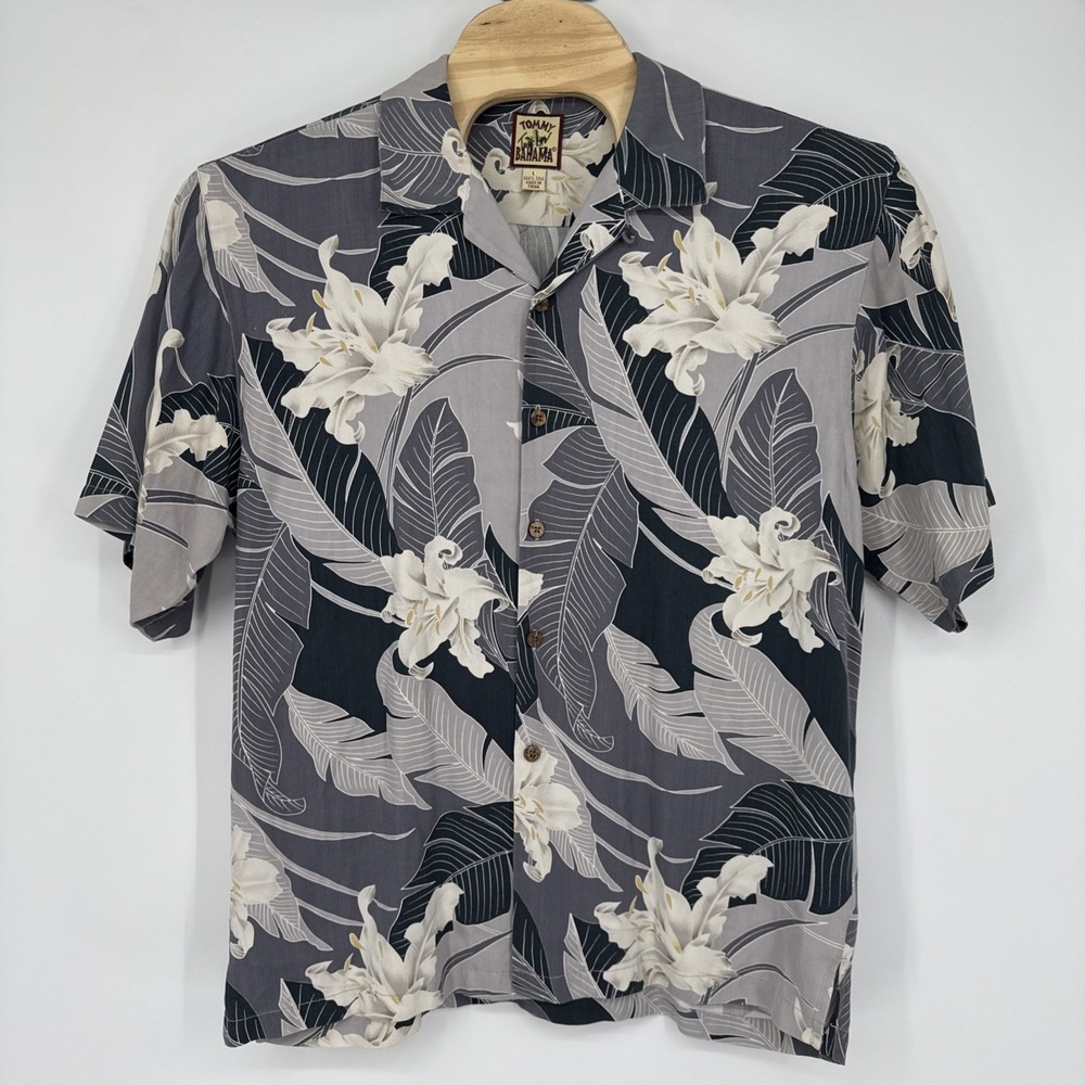 Tommy Bahama Men's Hawaiian 100% Silk Floral Camp Shirt Button Down Vintage L